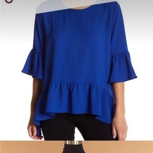 Gibson Ruffle Sleeve Shark-bite Hem Blouse Size XS